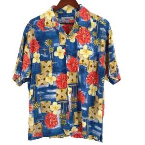 Quiksilver Hawaiian shirt men’s medium Made in USA blue yellow red